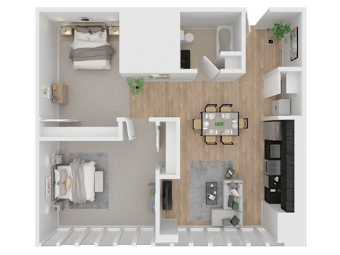 Yard Apartments 1 Bed 1 Bath K Penthouse B Floor Plan